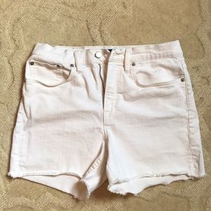 J. Crew High rise white denim stretch shorts